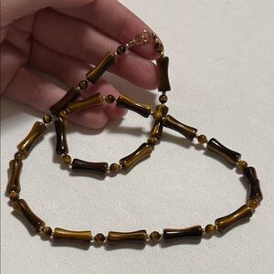 Brown Tiger Eye 1/20 14k GF Bead Necklace